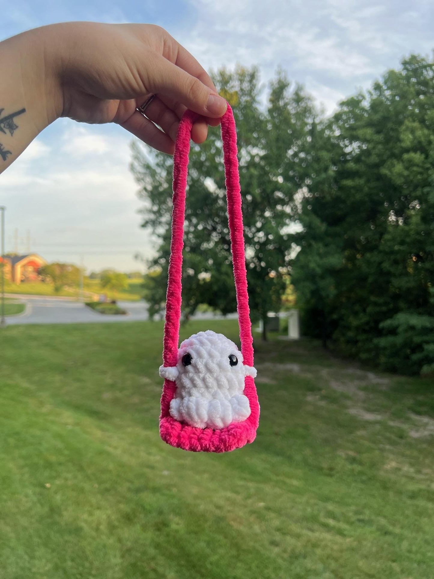Crochet Ghost Car Hanger